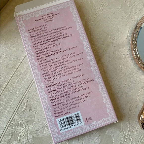 Flower Knows Strawberry Cupid Handheld Beauty Makeup Mirror in Pink - Picture 8 of 14